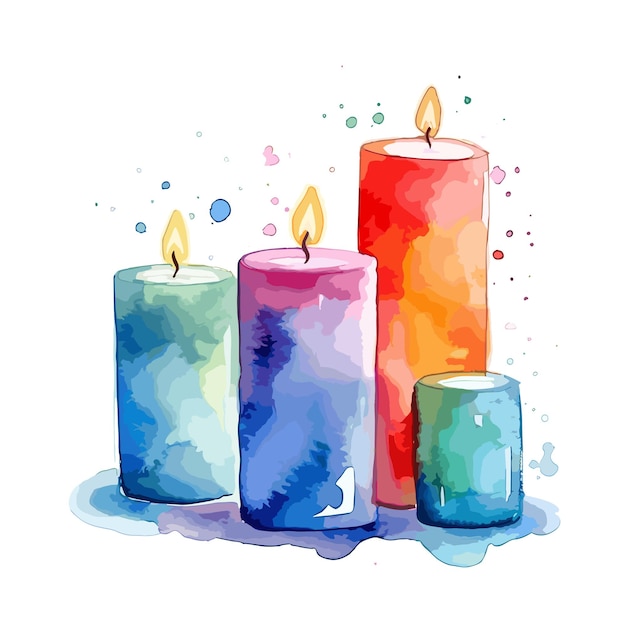 watercolor candle Colorful Birthday Candle