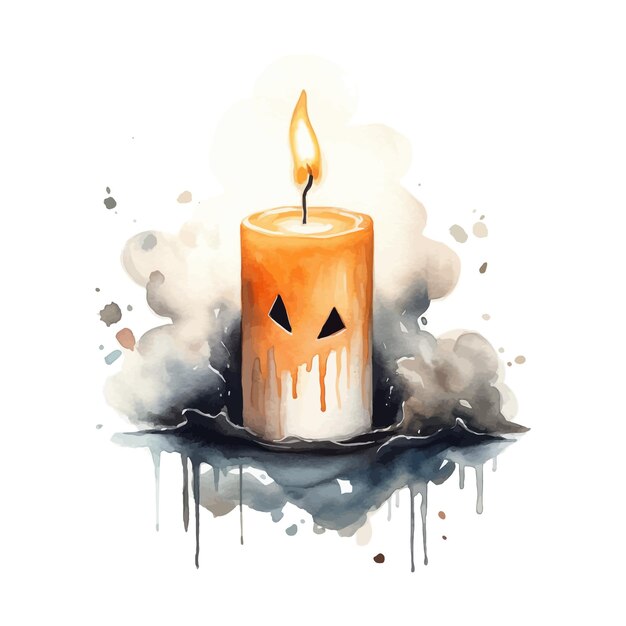 Priorità bassa di bianco di halloween della candela dell'acquerello