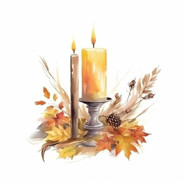 watercolor candles motif fall candle watercolor autumn candle watercolor