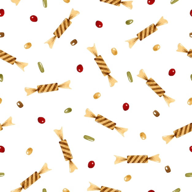 Watercolor candy and confetti seamless pattern
