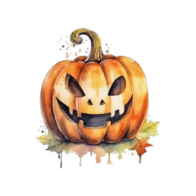 Carta dell'acquerello per halloween con una zucca