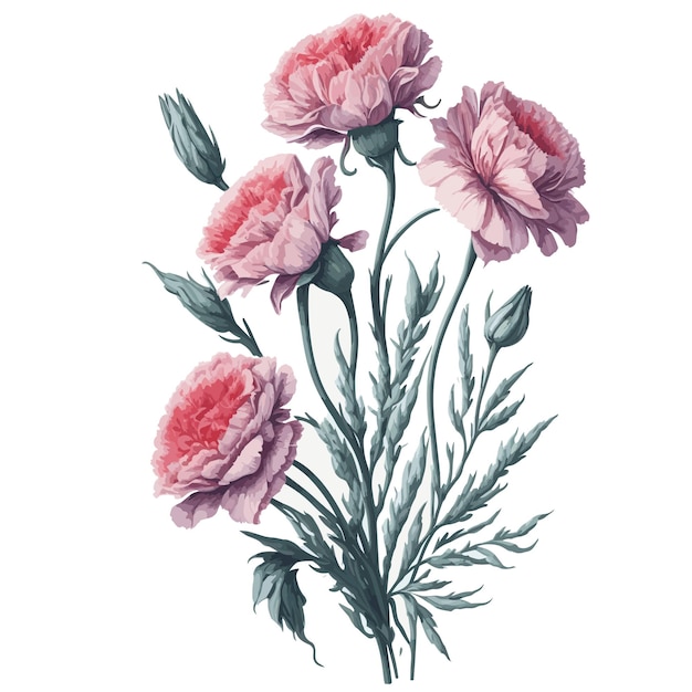 Watercolor carnation sim carnations clipart floral vector