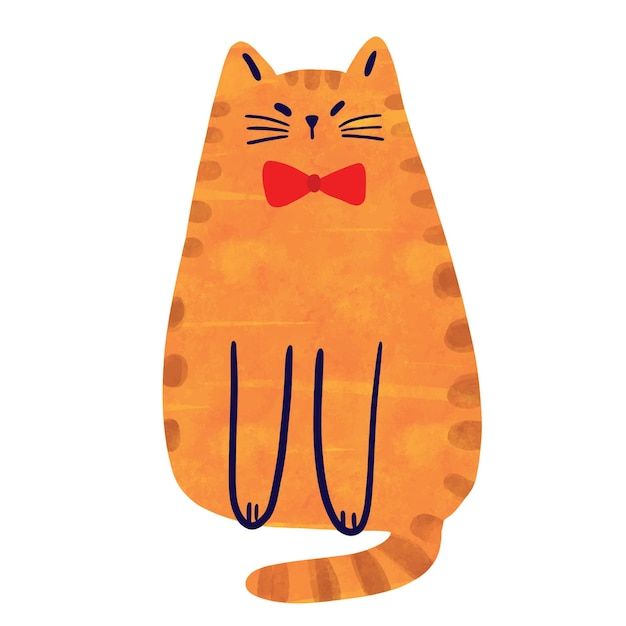 Vector watercolor cartoon cute funny cat vector