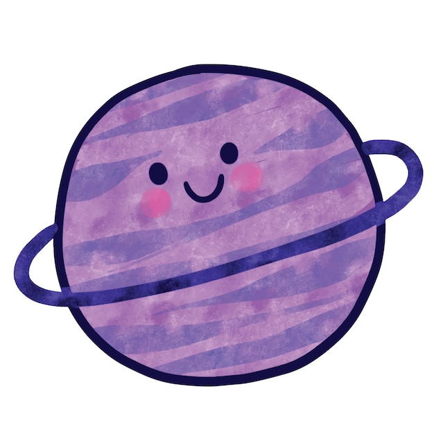 Vector watercolor cartoon cute planet vector