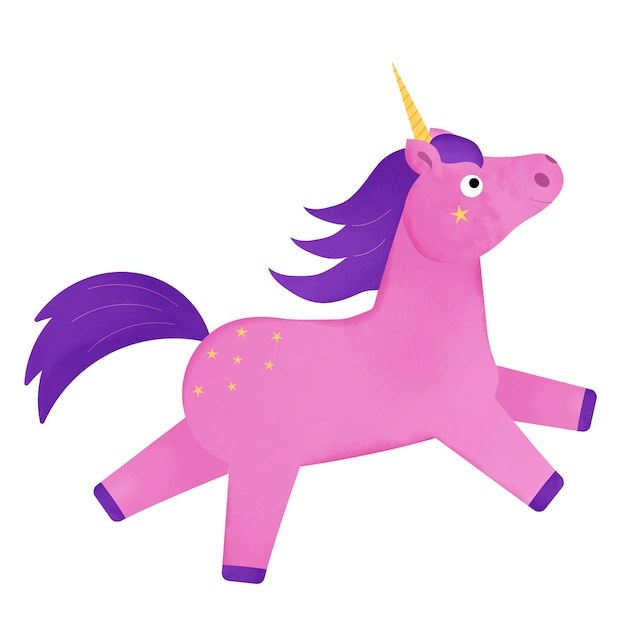 Vector watercolor cartoon unicorn. illustration for design