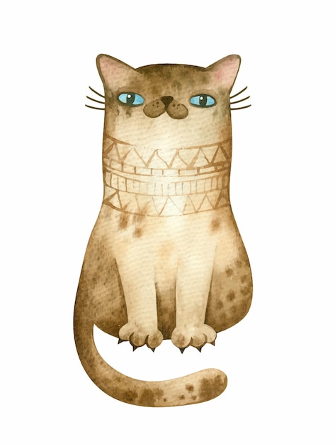 Vector watercolor cat illustration