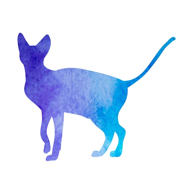 Vector watercolor cat silhouette icon