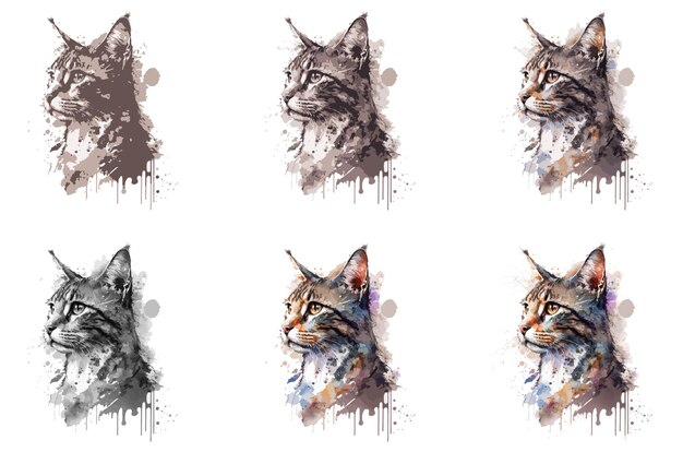 watercolor cat vector illustration tshirt print