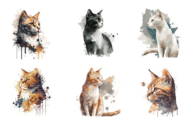 watercolor cat vector illustration tshirt print