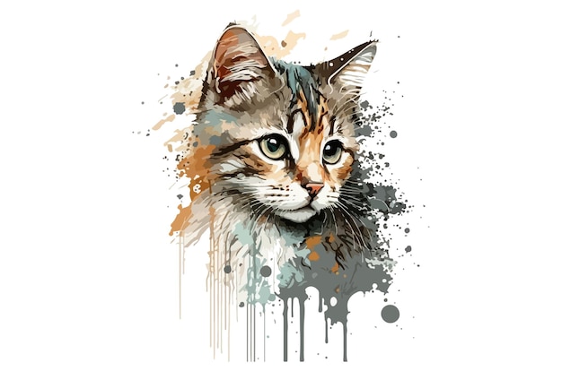 watercolor cat vector illustration tshirt print