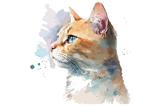 watercolor cat vector illustration tshirt print