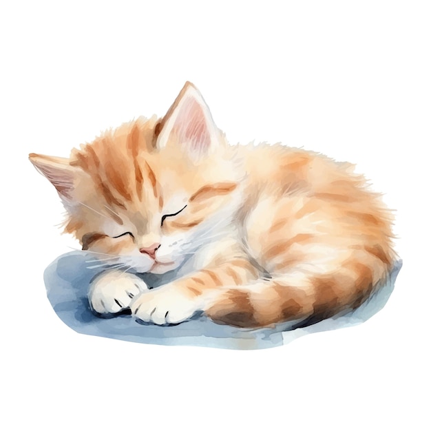 Акварель кошка Векторная иллюстрация с ручной рисункой