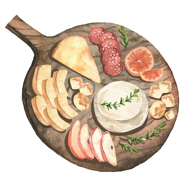 Vettore illustrazione del bordo del formaggio dell'acquerello