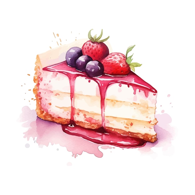 Watercolor cheesecake white background