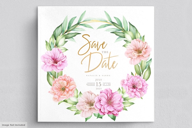 Watercolor cherry blossom invitation card set