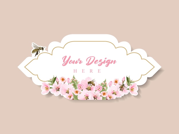 Vector watercolor cherry blossom label collection