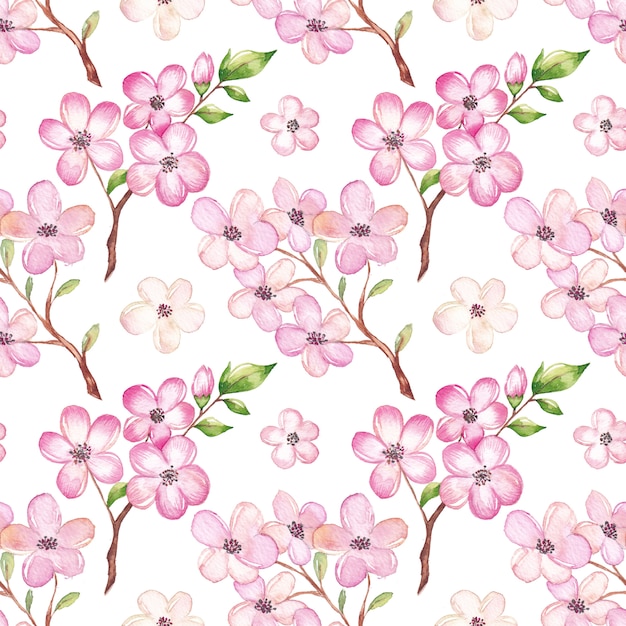 Vector watercolor cherry blossom pattern