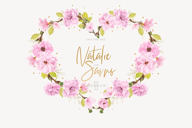 watercolor cherry blossom wreath design