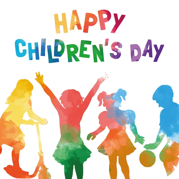 Watercolor children's day card