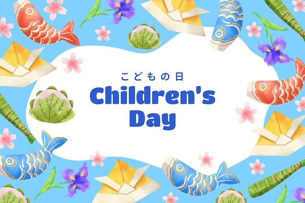 Watercolor childrens day background