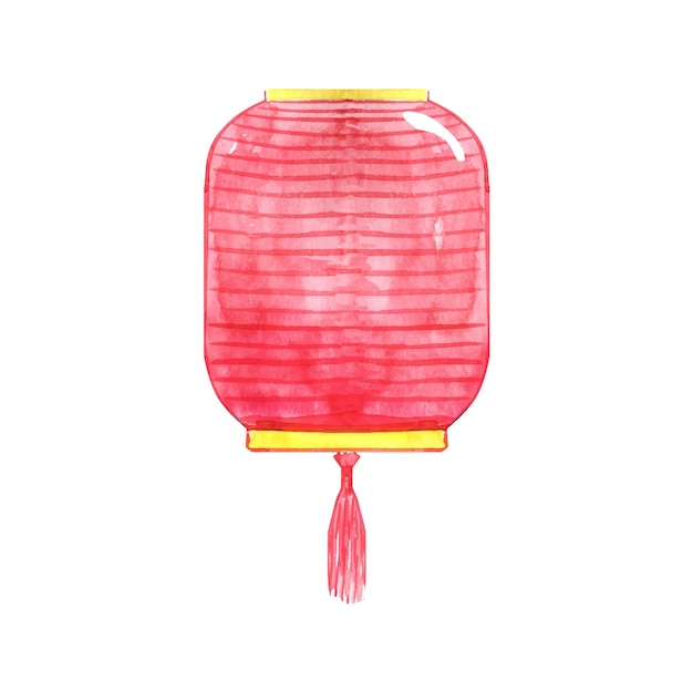 Watercolor chinese lantern asian red lamps