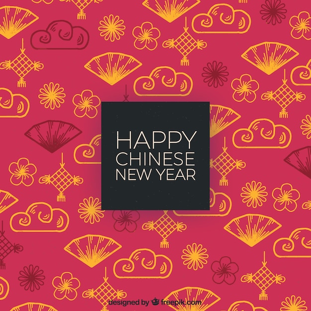 Watercolor chinese new year background