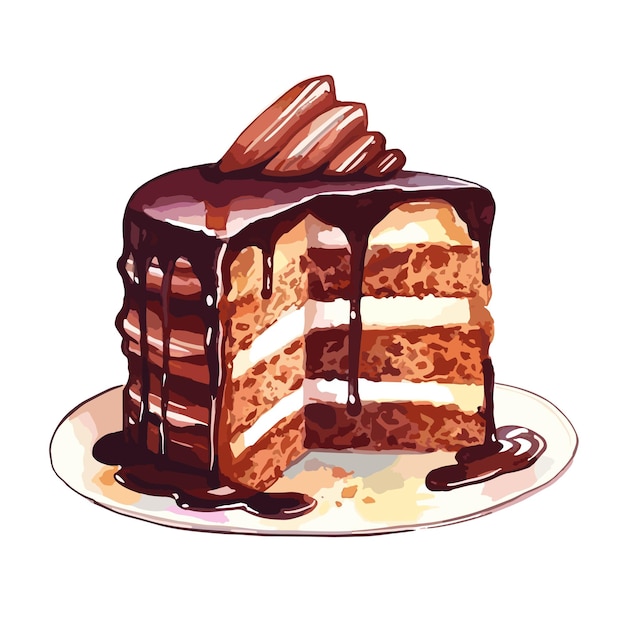Watercolor chocolate lava cake