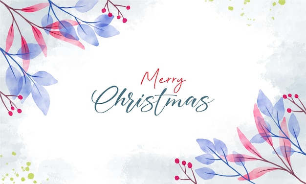 Watercolor christmas background with leaf frame