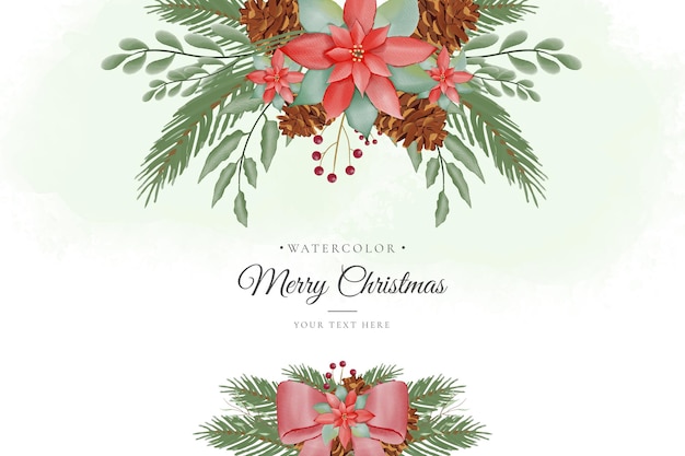 装飾品と水彩のクリスマスの背景