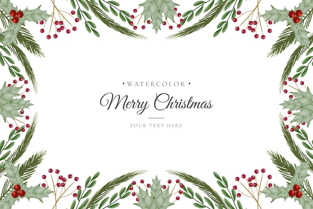 Watercolor christmas background with winter nature