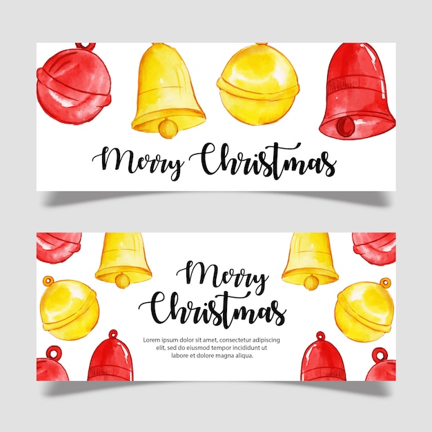 Watercolor christmas banner template