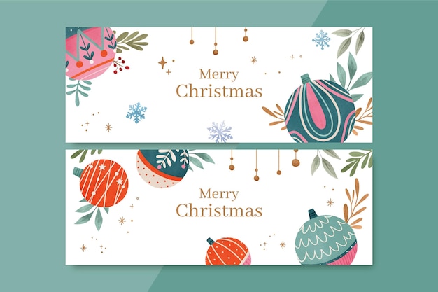 Vector watercolor christmas banners set