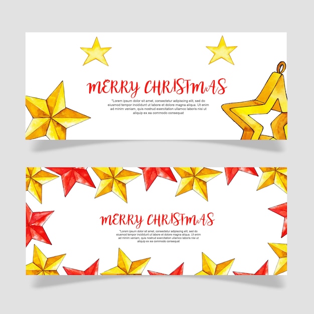 Watercolor christmas banners