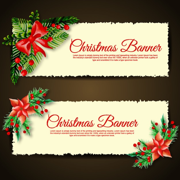 Vector watercolor christmas banners