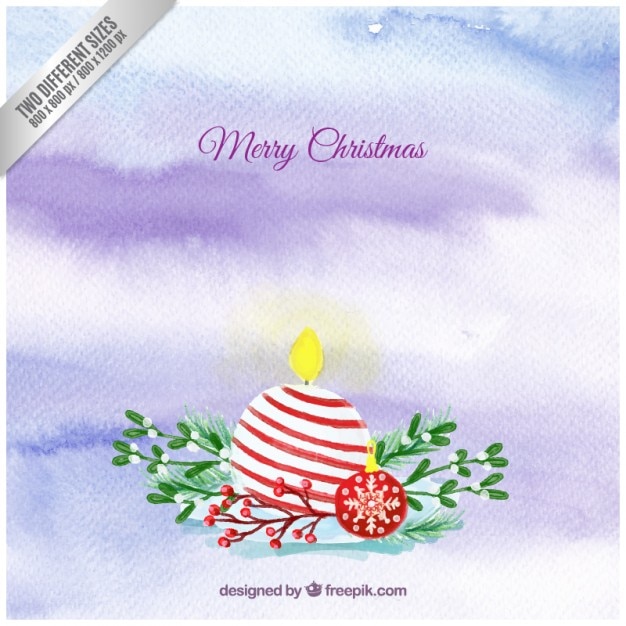 Vector watercolor christmas candle background