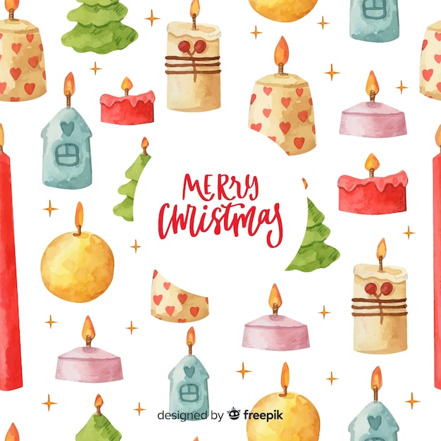 Watercolor christmas candle background