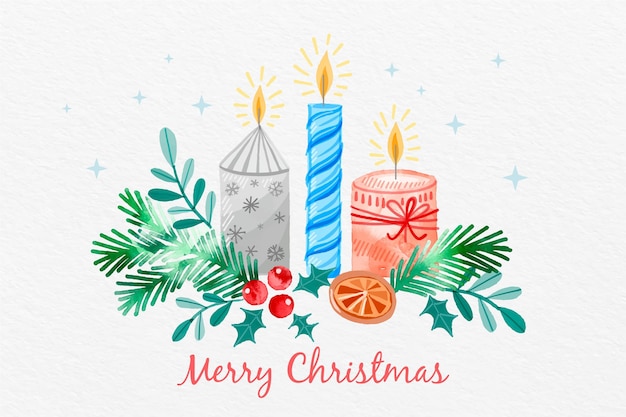 Watercolor christmas candle background