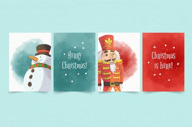 Vector watercolor christmas cards