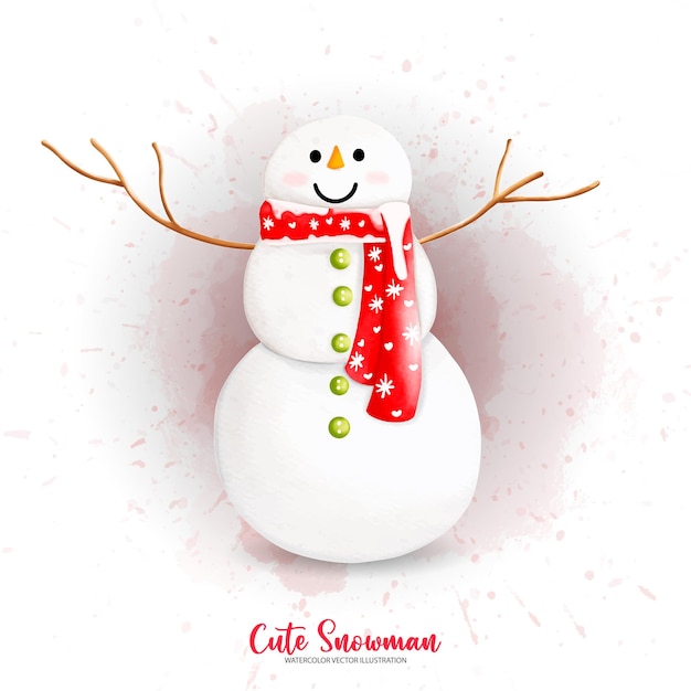 Vector watercolor christmas cheerful snowman winter illustration digital paint watercolor illustrationxdxa