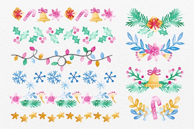 Watercolor christmas decoration collection