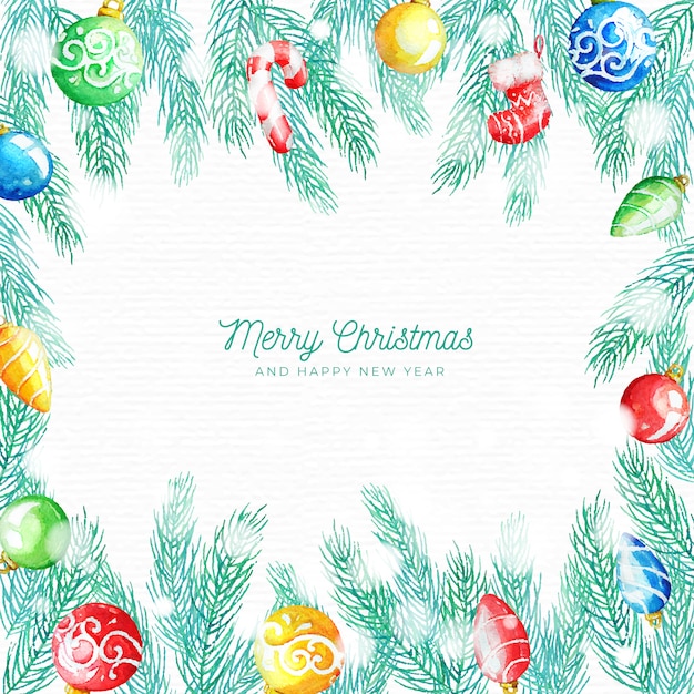 Vector watercolor christmas decorations background