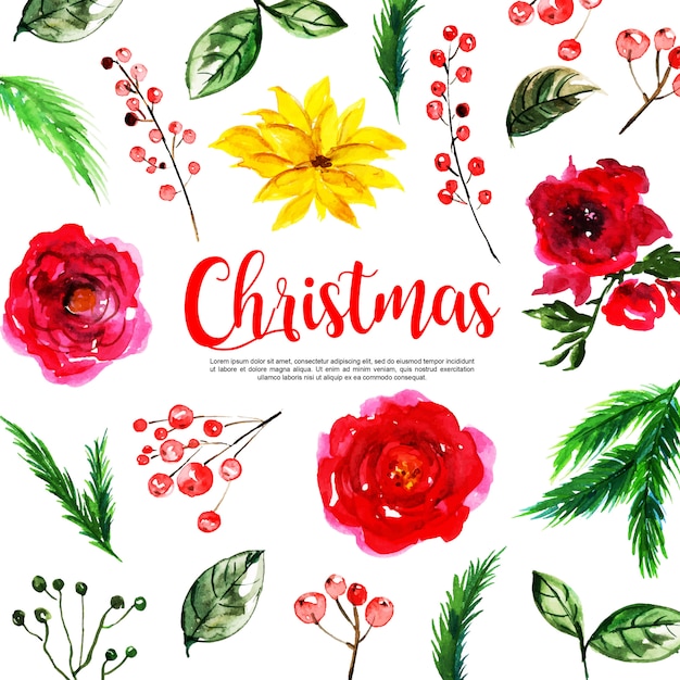 Watercolor Christmas Element Collection Background