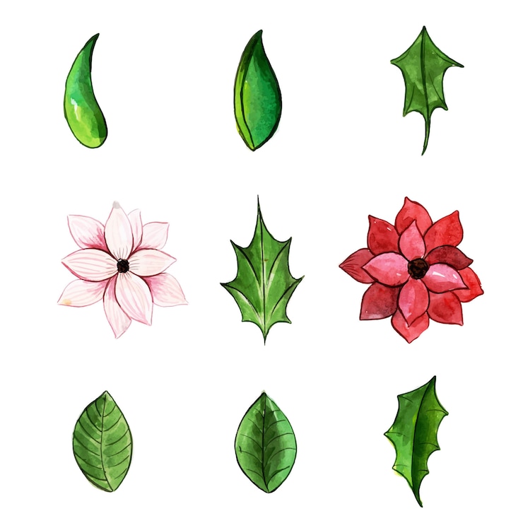 Vector 수채화 크리스마스 요소 컬렉션