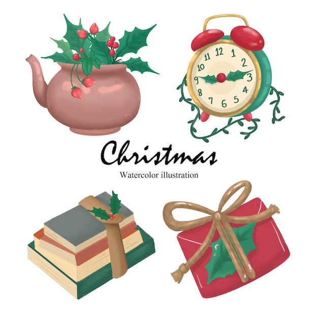 Watercolor Christmas element Vector illustration