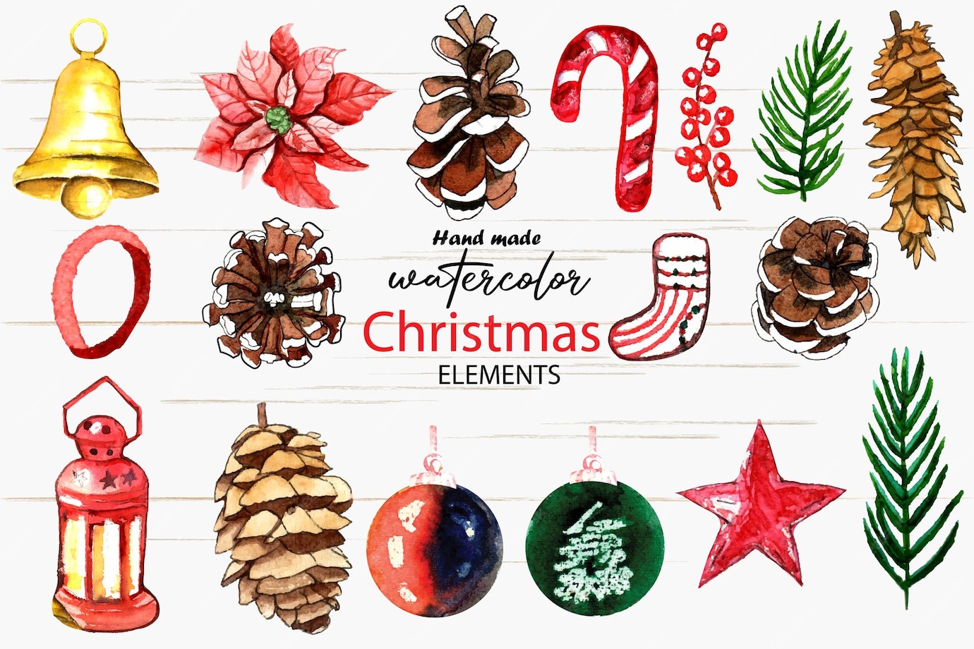 Premium Vector Watercolor christmas elements design illustration.