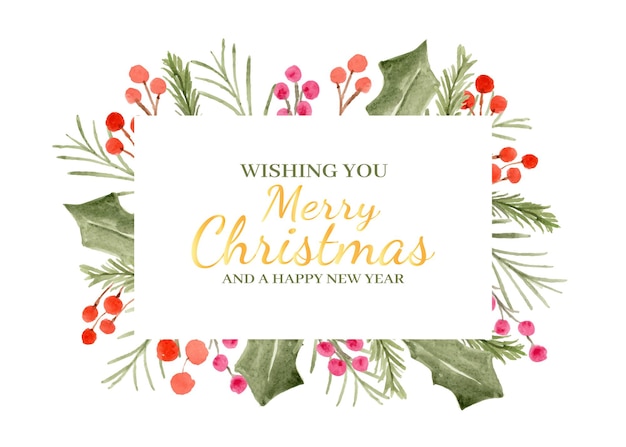 Vector watercolor christmas floral as frame background