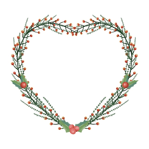 Vector watercolor christmas floral frame or winter floral wreath.