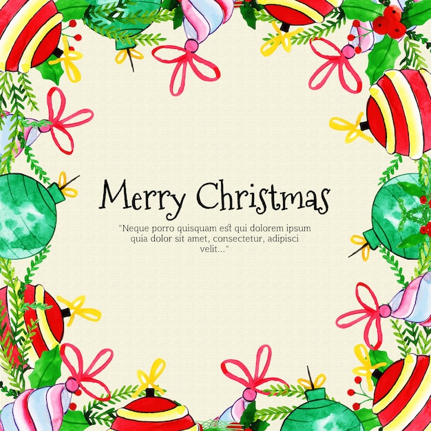 Watercolor Christmas Frame Background