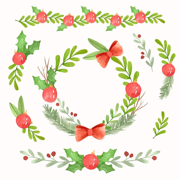 Vector watercolor christmas frames and borders