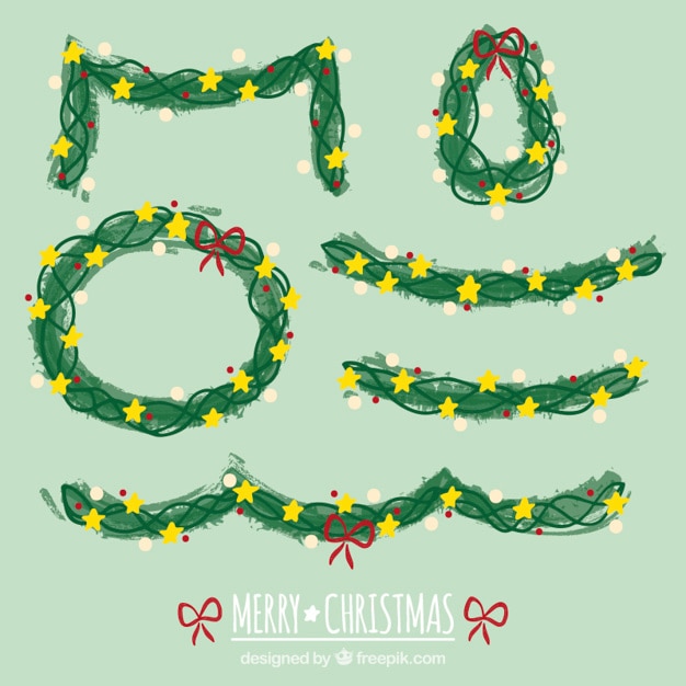 Vector watercolor christmas garlands collection